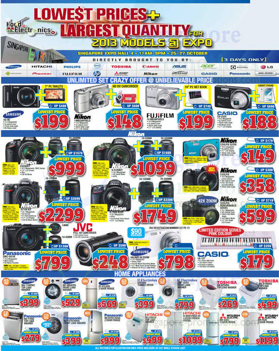 25 Oct Digital Cameras, DSLRs, Video Camcorders, Appliances, Washers, Fridges