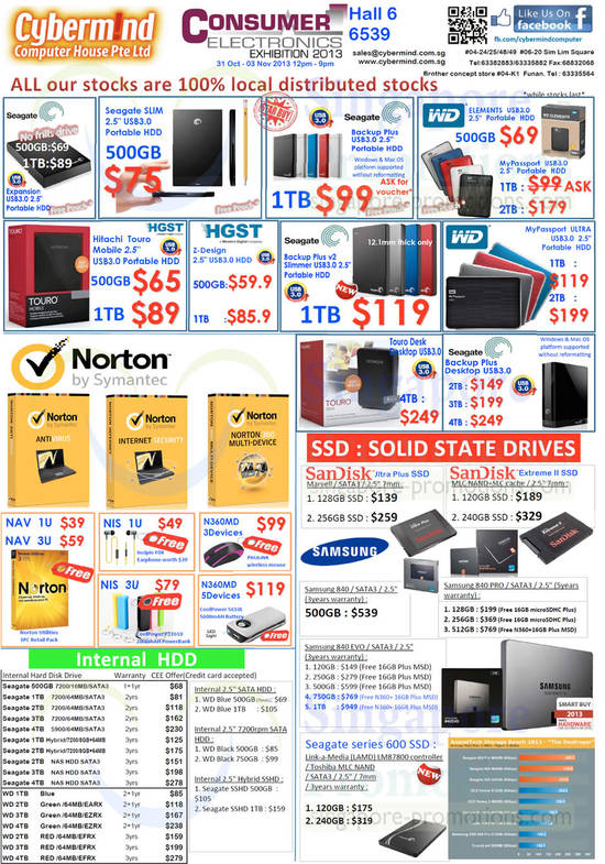 31 Oct Cybermind Portable HDD, External Storage Seagate WD HGST, Norton Anti Virus, Sandisk SSD, Internal HDD