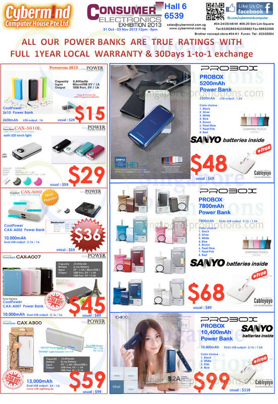 31 Oct Cybermind USB Flash Drives, Powerbanks, External Chargers, Probox, Sanyo