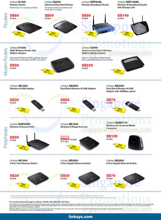 31 Oct Linksys Routers, Modems, Accessories, USB Adapters,Switches