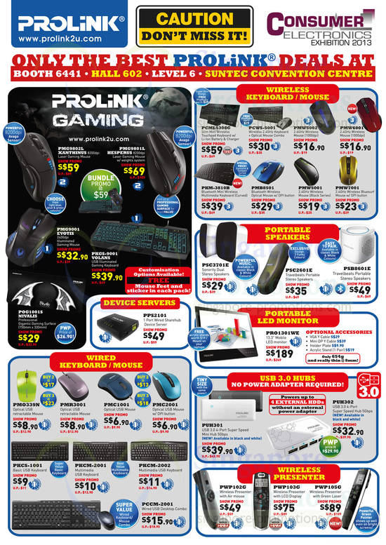 31 Oct Prolink Mouse, Keyboard, Speakers, Monitors, USB Hubs