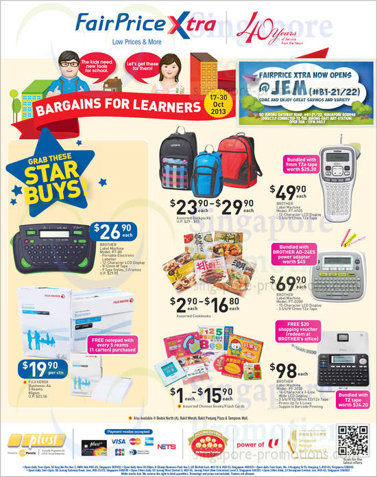 Bargains For Learners, Label Machines, Backpacks, Cookbooks, Paper, Brother, Fuji Xerox