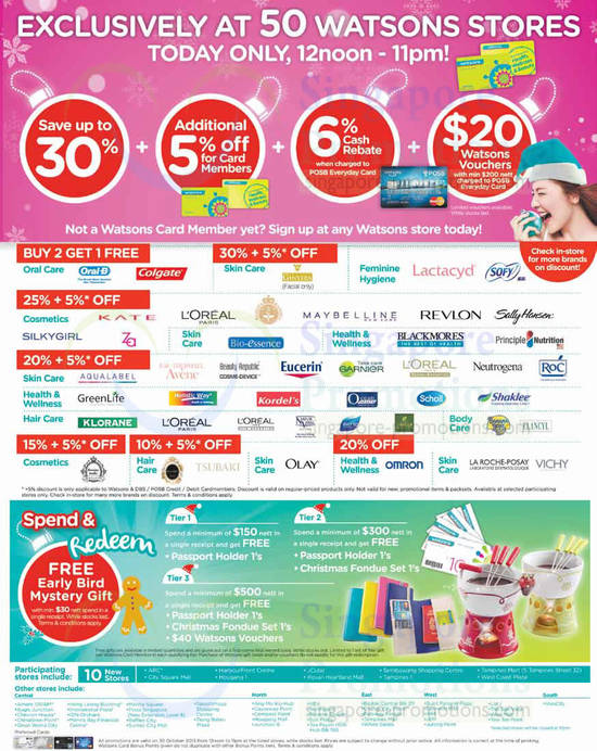 Brands Buy 2 Get 1 Free, Up To 30 Percent Off, Spend n Redeem