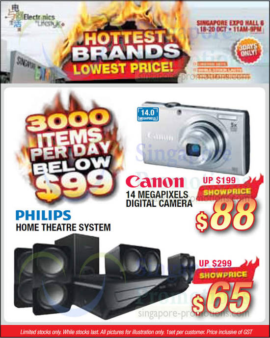 Canon 14MP Digital Camera, Philips Home Theatre System