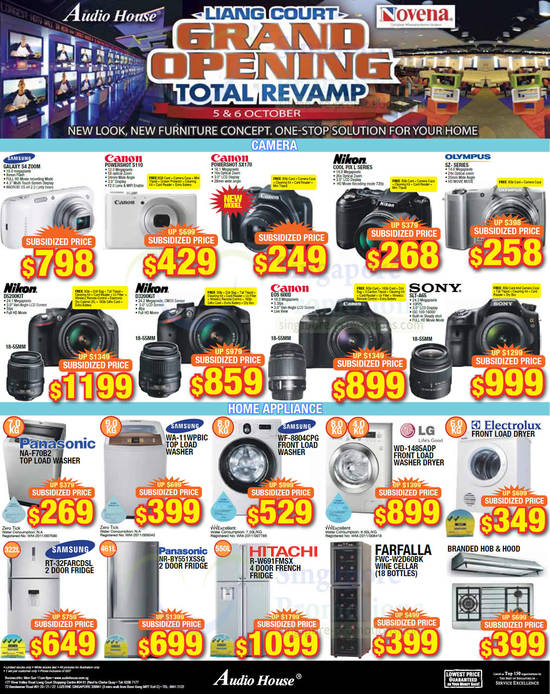 Digital Cameras, DSLR Digital Cameras, Washers, Fridges, Wine Cellars, Samsung, Canon, Nikon, Sony