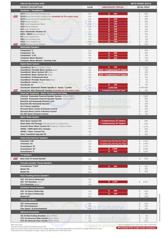 Headsets, Speakers, BoseLink, Wave, Price List