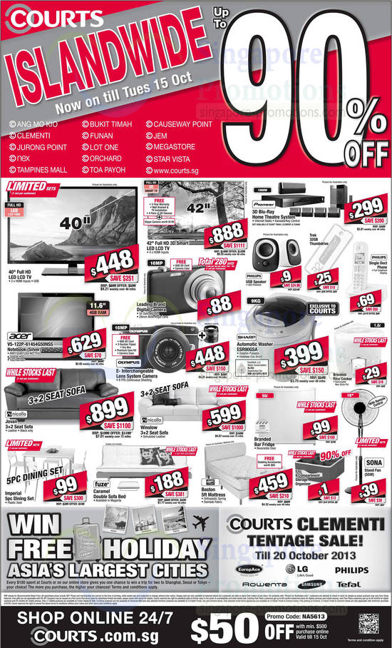 Islandwide Offers, Notebooks, TVs, Washers, Sofas, Sofa Beds, Mattresses, Digital Cameras, Acer, Sharp, Nicollo