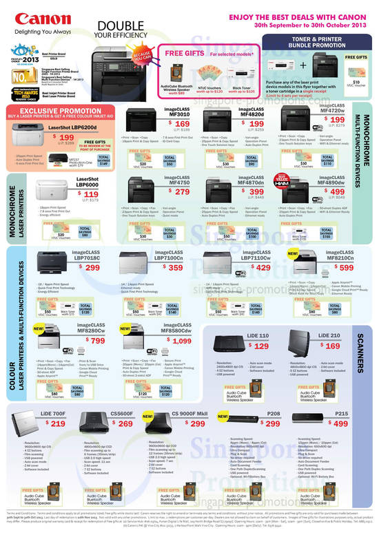 Laser Printers, imageCLASS, Scanners LiDE