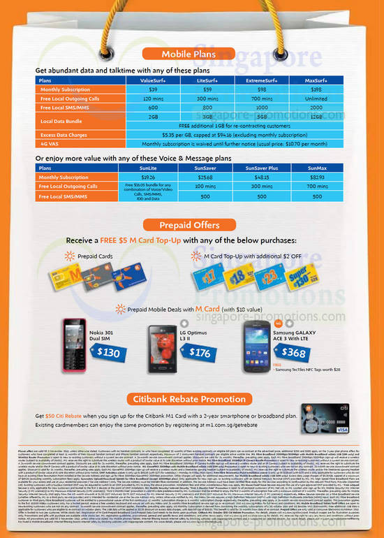 M Card Nokia 301, LG Optimus L3 II, Samsung Galaxy Ace 3, Top Up Bonus Value