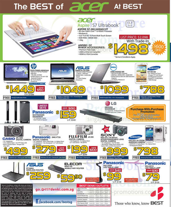 Notebooks, Tablets, Digital Cameras, Soundbars, Table Lamps, Acer, HP, Asus, Dell, Samsung, Casio