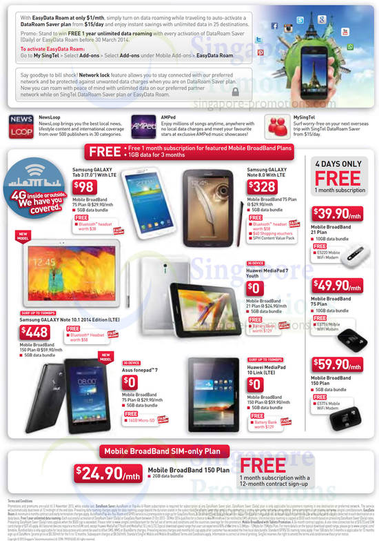 Samsung Galaxy Tab 3 7.0, Note 8.0, Note 10.1 2014 Edition, Huawei Mediapad 7, Youth, ASUS Fonepad 7