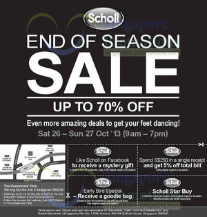 Featured image for (EXPIRED) Scholl Up To 70% OFF End of Season SALE @ The Grassroots Club 26 – 27 Oct 2013