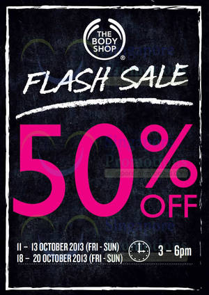 Featured image for (EXPIRED) The Body Shop 50% Off Flash SALE 18 – 20 Oct 2013