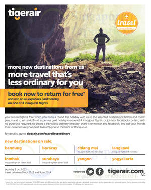Featured image for (EXPIRED) Tiger Air Book & Return For FREE Promo 7 – 9 Oct 2013