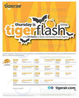 Featured image for (EXPIRED) TigerAir One Day Promotion Air Fares 31 Oct 2013