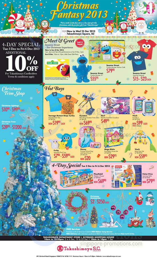 3 Dec Sesame Street Items, Hot Buys, 4 Day Specials, Teenage Mutant, Nerf, Vtech, PlayMobile