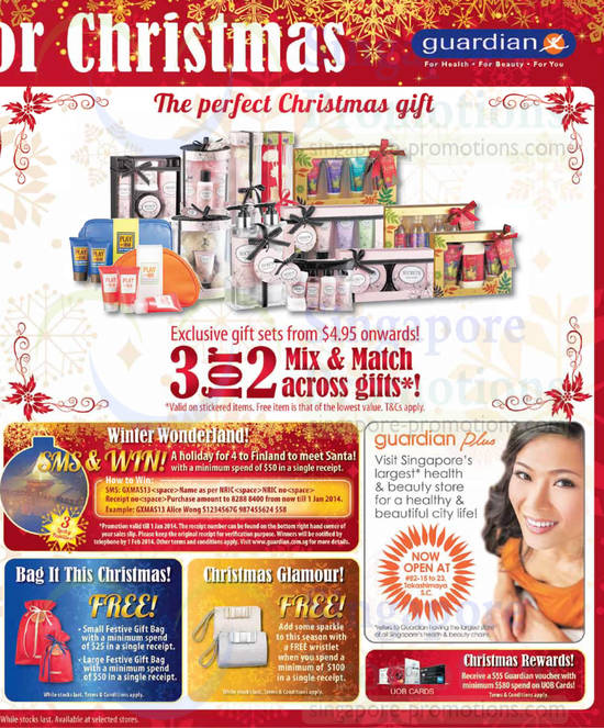 3 for 2 Mix n Match across Gifts, Winter Wonderland, Christmas Glamour, Bag it this Christmas, Guardian Plus