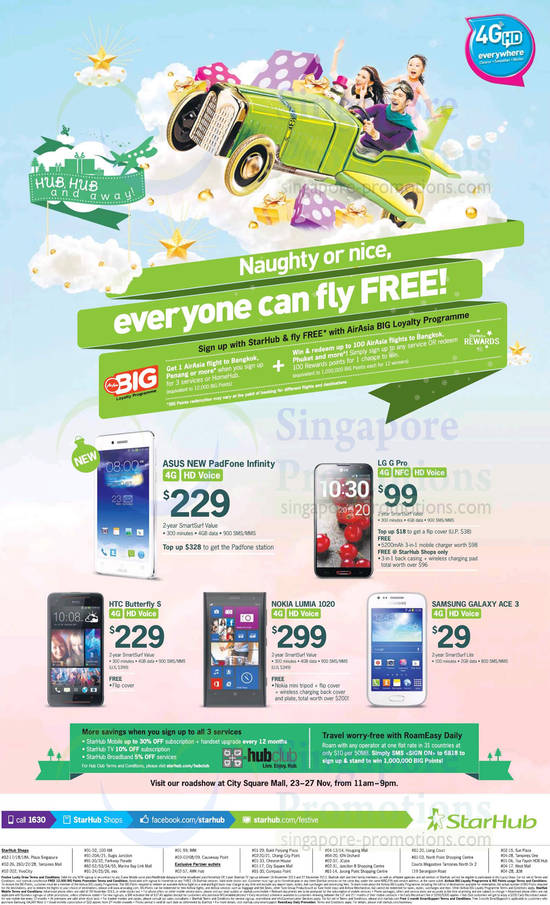 ASUS Padfone Infinity, LG G Pro, HTC Butterfly S, Nokia Lumia 1020, Samsung Galaxy Ace 3, Roadshow