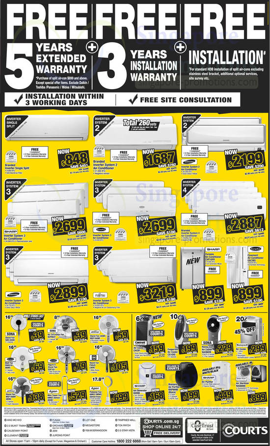 Air Conditioners, Fans, Air Coolers, Air Purifiers, Ion Generator, Sharp, EuropAce, Sona, Mistral, KDK, Dyson, Cornell, Novita, Bionaire