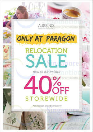 Featured image for (EXPIRED) Aussino 40% OFF Storewide Relocation SALE @ Paragon 9 – 16 Nov 2013