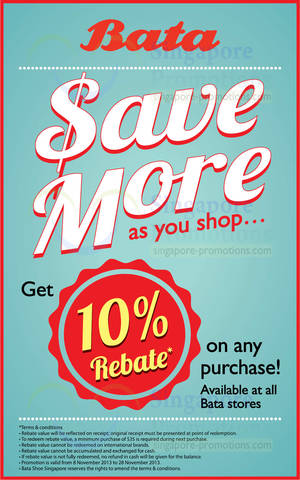 Featured image for (EXPIRED) Bata 10% Rebate Promo @ Islandwide 8 – 28 Nov 2013