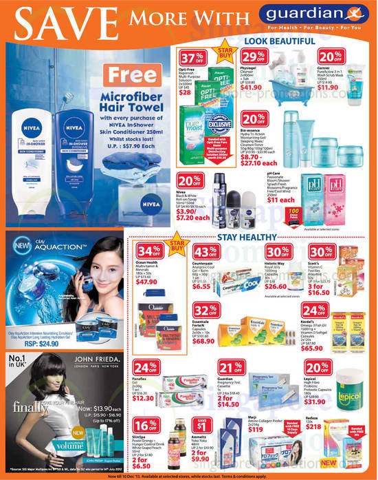 Beauty, Essentiale, Kordels, Meiji, Reduze, Ocean Health, Nivea, Physiogel, Opti-Free