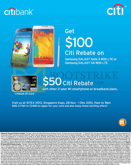 Citibank 100 Dollar Rebate On Samsung Galaxy Note 3 S4 M1 SITEX 2013 