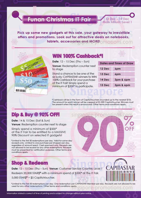 Dip n Buy at 90 Percent Off, Shop n Redeem, Win 100 Percent Cashback