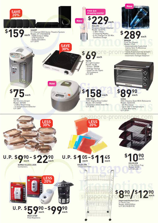 Electronics, Home Basics, Home Theatre System, Shavers, Cookers, Ovens, Sharp, Philips, Braun, Taiyo, Song Cho, Sona