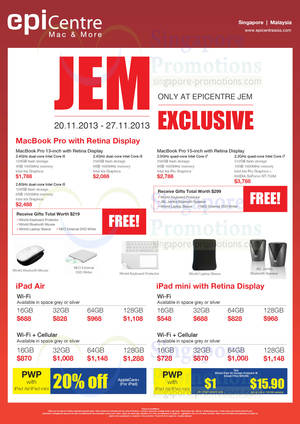 Featured image for (EXPIRED) EpiCentre Exclusive Apple MacBooks & Apple iPad Offers @ Jem 20 – 27 Nov 2013
