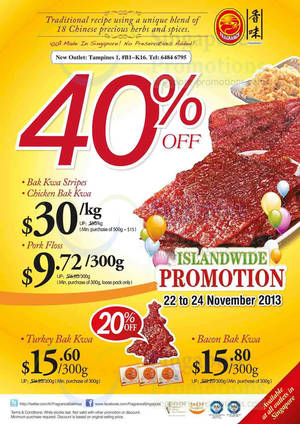 Featured image for (EXPIRED) Fragrance Foodstuff Bakkwa & More Weekend Promo Offers 22 – 24 Nov 2013