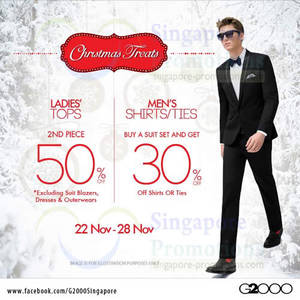 Featured image for (EXPIRED) G2000 50% Off 2nd Top & 30% Off Shirt/Tie Promo 22 – 28 Nov 2013