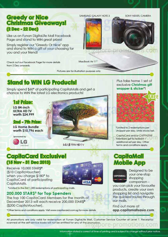 Greedy or Nice Christmas Giveaways, CapitaCard Exclusive, Stand to win LG Products