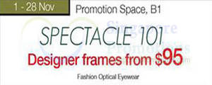 Featured image for (EXPIRED) Isetan Spectacle 101 Designer Frames From $95 Event @ Isetan Orchard 1 – 28 Nov 2013