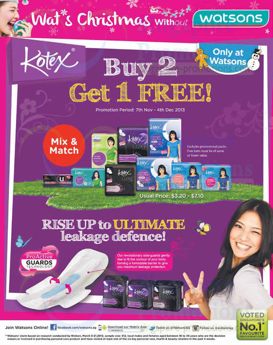 Kotex Buy 2 Get 1 Free