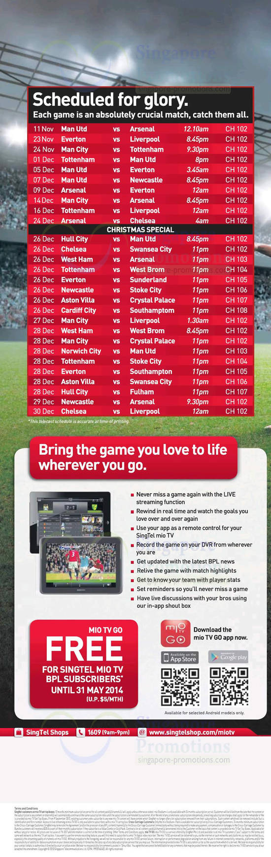 Matches, Free Mio TV Go For BPL Subscribers