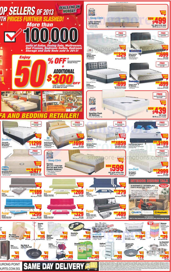 Mattresses, Sofa Beds, Cookware, Frypan, Kitchen Trolley, Pillow, Fitted Sheet, Sleep Clinic, Stylemaster, Orthorest, Dreamcaster