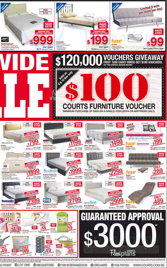 Mattresses, Sofabeds, Fourstar, Maxcoil, KingKoil, Simmons, Dunlopillo, Dreamcaster, Fuze