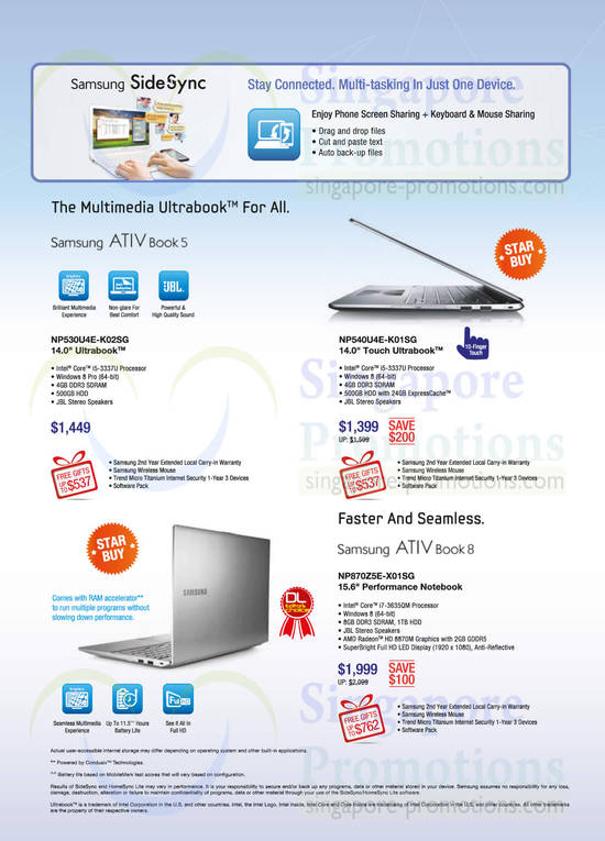 Notebooks NP530U4E, NP540U4E, NP870Z5E