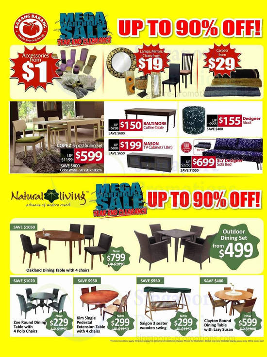 One Dollar Offers, Natural Living Offers, Dining Sets