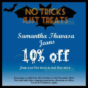 Featured image for (EXPIRED) Samantha Thavasa 10% Off Jeans Promo 31 Oct – 3 Nov 2013