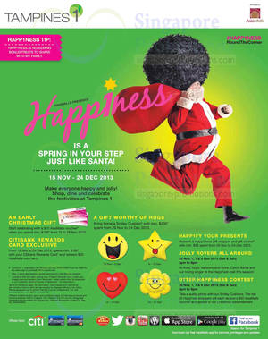 Featured image for (EXPIRED) Tampines 1 Happiness Promotions & Activities 15 Nov – 24 Dec 2013