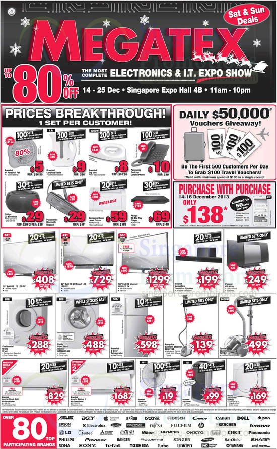 14 Dec Prices Breakthrough Limited Offers, Free Travel Vouchers, TVs, Washers, Air Conditionrs, Fans, Vacuum Cleaners