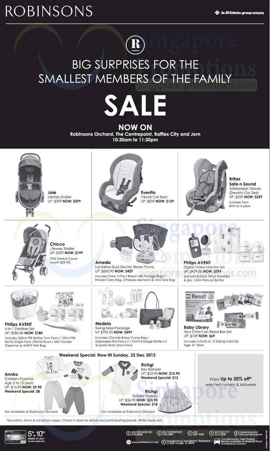 20 Dec Baby Stroller, Car Seat, Breast Pump, Steriliser Set, Joie, Evenflo, Britax, Philips Avent, Medela