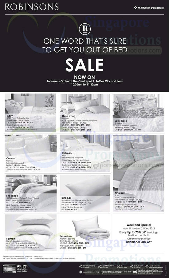 20 Dec Bed Sheet Sets Cozy, Oasis Living, Louis Casa, Cannon, Hallmark, King Koil, Shecando, Balmain, Snowdown