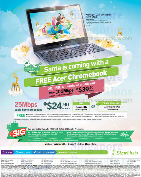 24.90 25Mbps Cable Broadband, 39.90 100Mbps, Free Acer Chromebook or Up To 6 Months Broadband Free, Lot 1 Roadshow