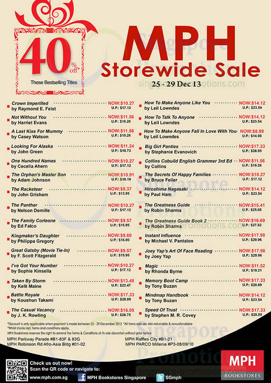 40 Percent Off Best Selling Titles List