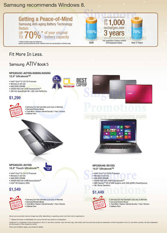 ATIV Book 5 Notebooks NP530U3C-A07SG, NP530U3C-A08SG, NP530U3C-A0GSG, NP540U3C-A01SG, NP530U4E-S01SG