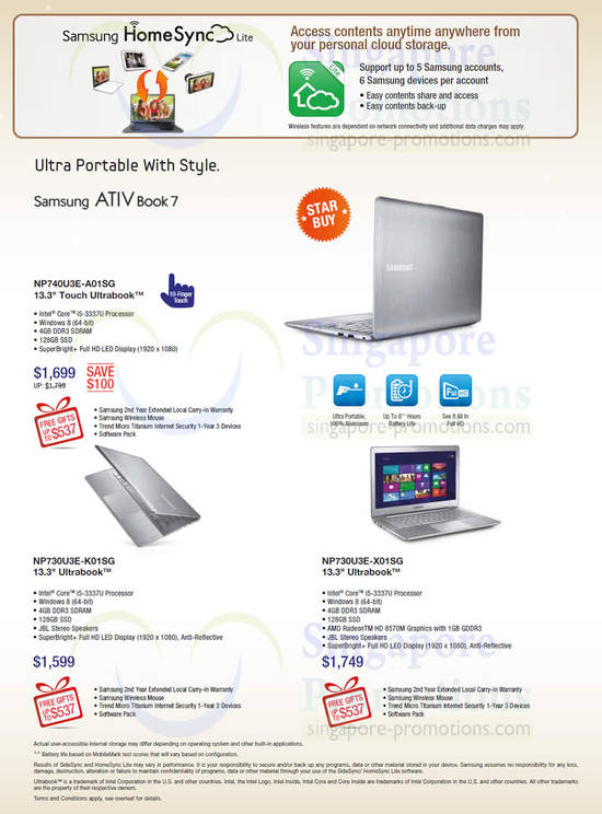 ATIV Book 7 Notebooks, NP740U3E-A01SG, NP730U3E-K01SG, NP730U3E-X01SG