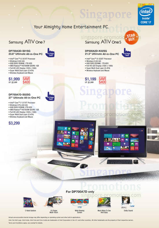 ATIV One AIO Desktop PCs, DP700A3D-S01SG, DP500A2D-K02SG, DP700A7D-S02SG